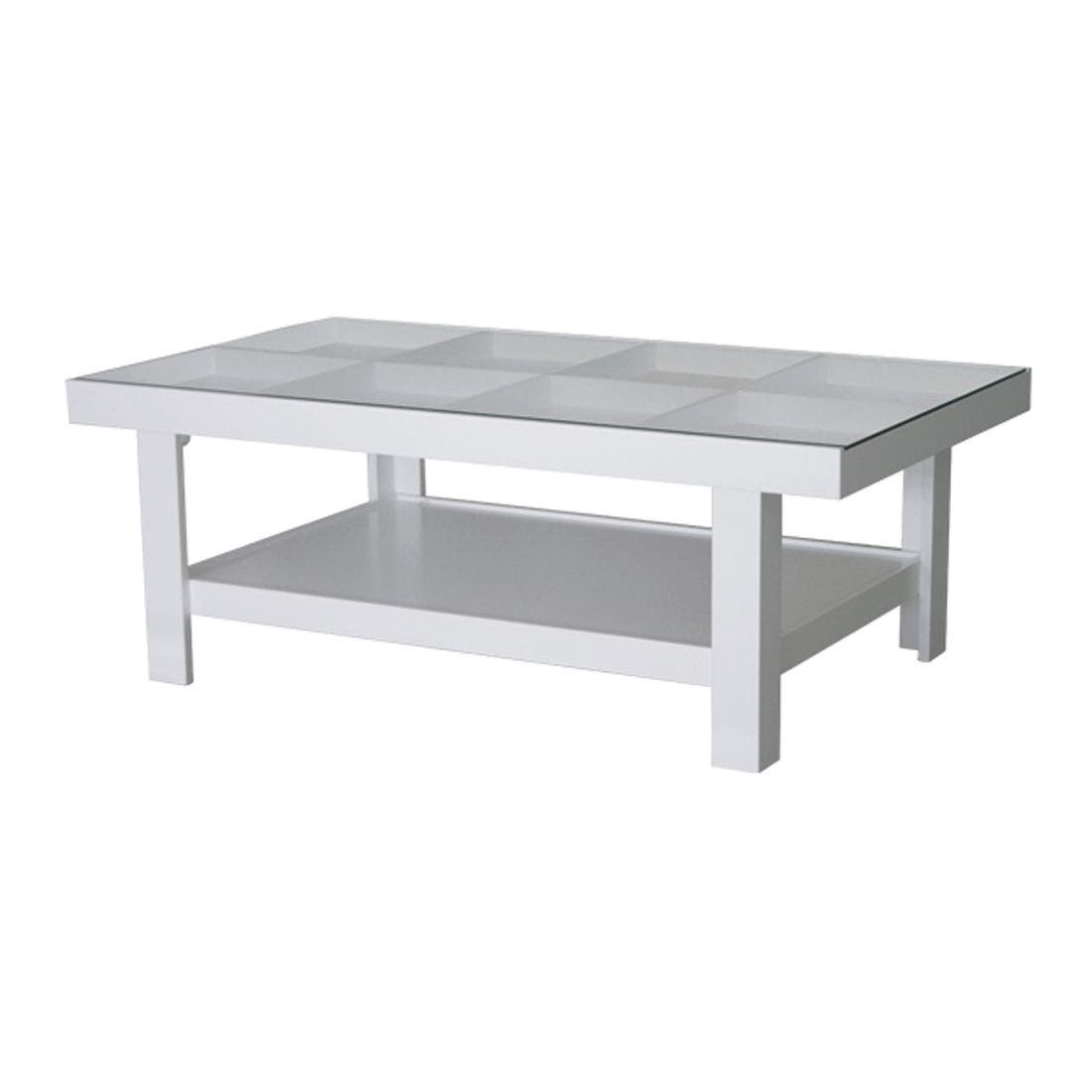 โต๊ะกลาง โต๊ะกลางไม้ท๊อปกระจก รุ่น Adorn สีสีขาว-SB Design Square