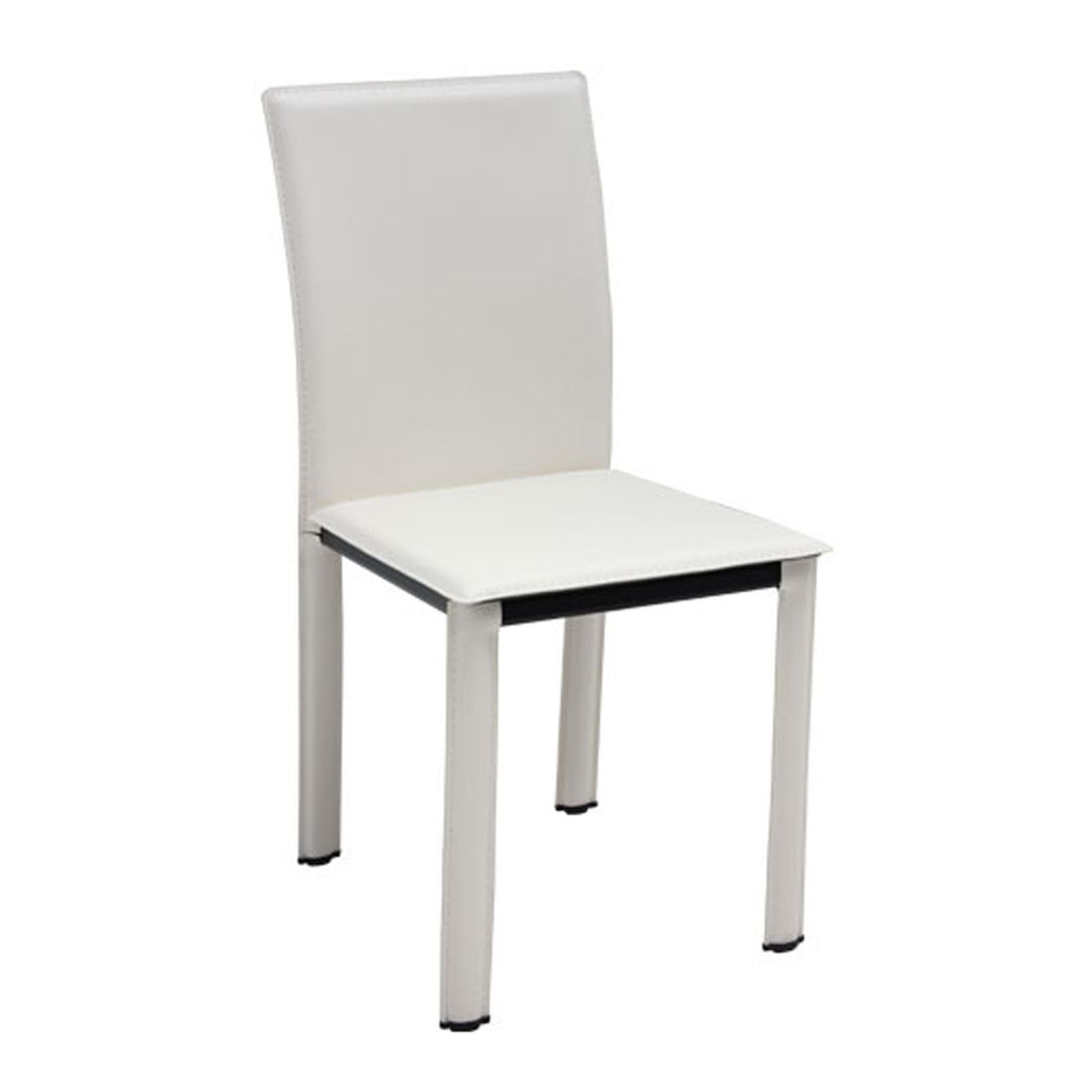 เก้าอี้ทานอาหาร เก้าอี้เหล็กเบาะหนัง รุ่น Asina สีสีขาว-SB Design Square