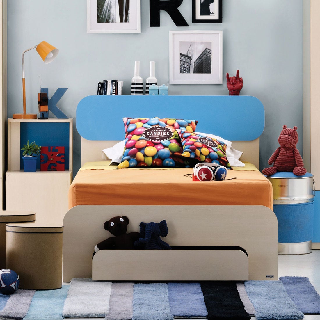 ชุดห้องนอนเด็ก เตียง รุ่น Bieber สีสีลายไม้ธรรมชาติ-SB Design Square