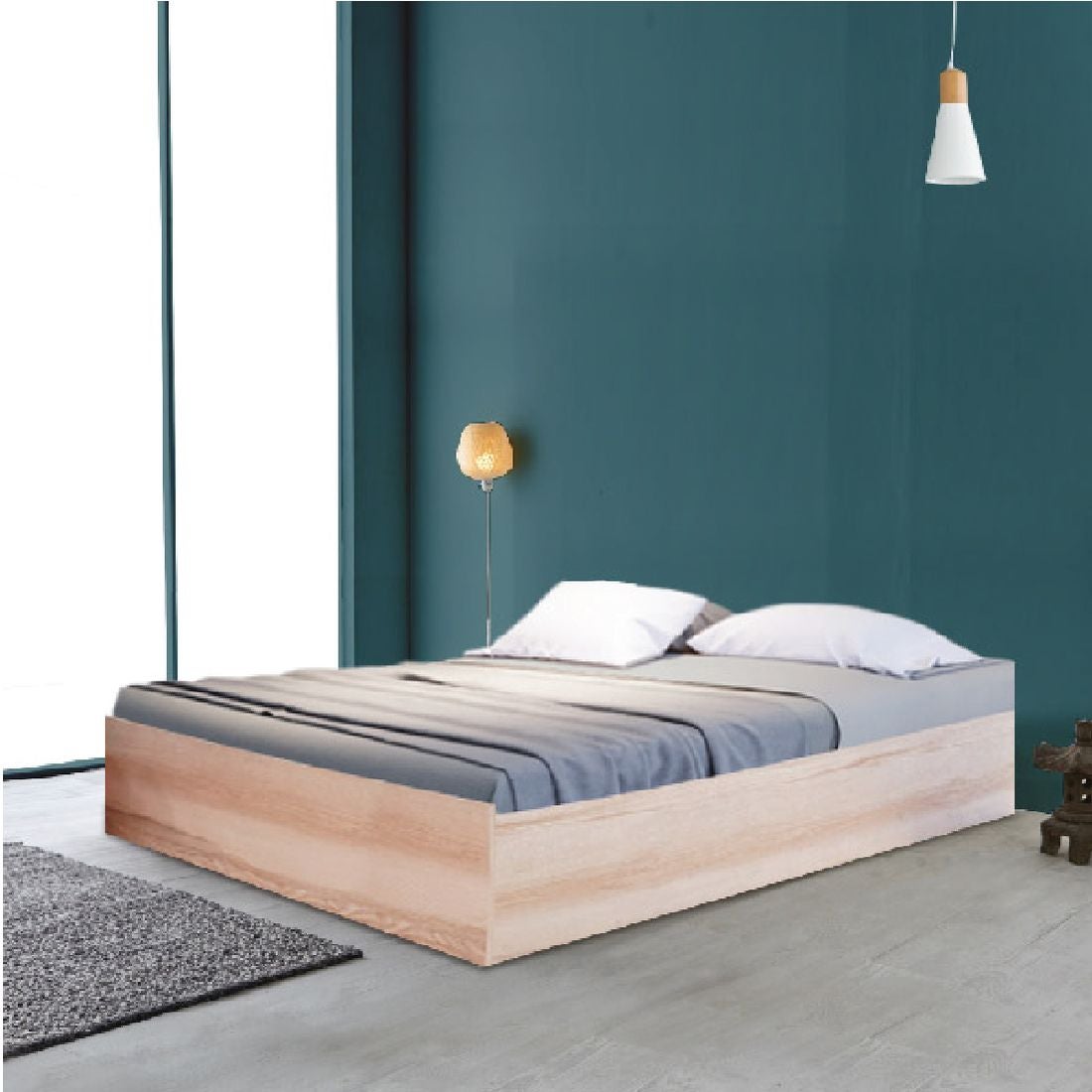 ชุดห้องนอน เตียง รุ่น KC-PLAY สีสีโอ๊คอ่อน-SB Design Square