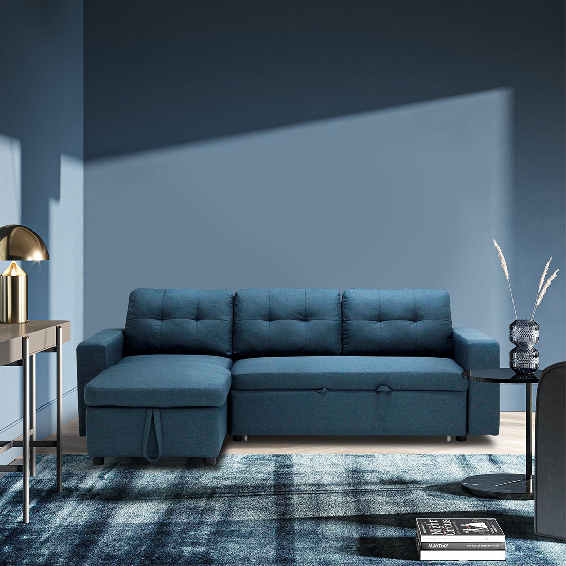 โซฟาผ้า โซฟาเข้ามุมซ้าย รุ่น Sonya สีสีฟ้า-SB Design Square
