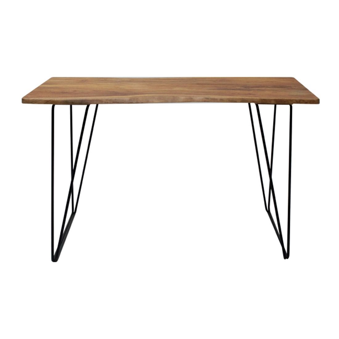 โต๊ะทานอาหาร โต๊ะอาหารขาเหล็กท๊อปไม้ รุ่น Fer สีสีลายไม้ธรรมชาติ-SB Design Square