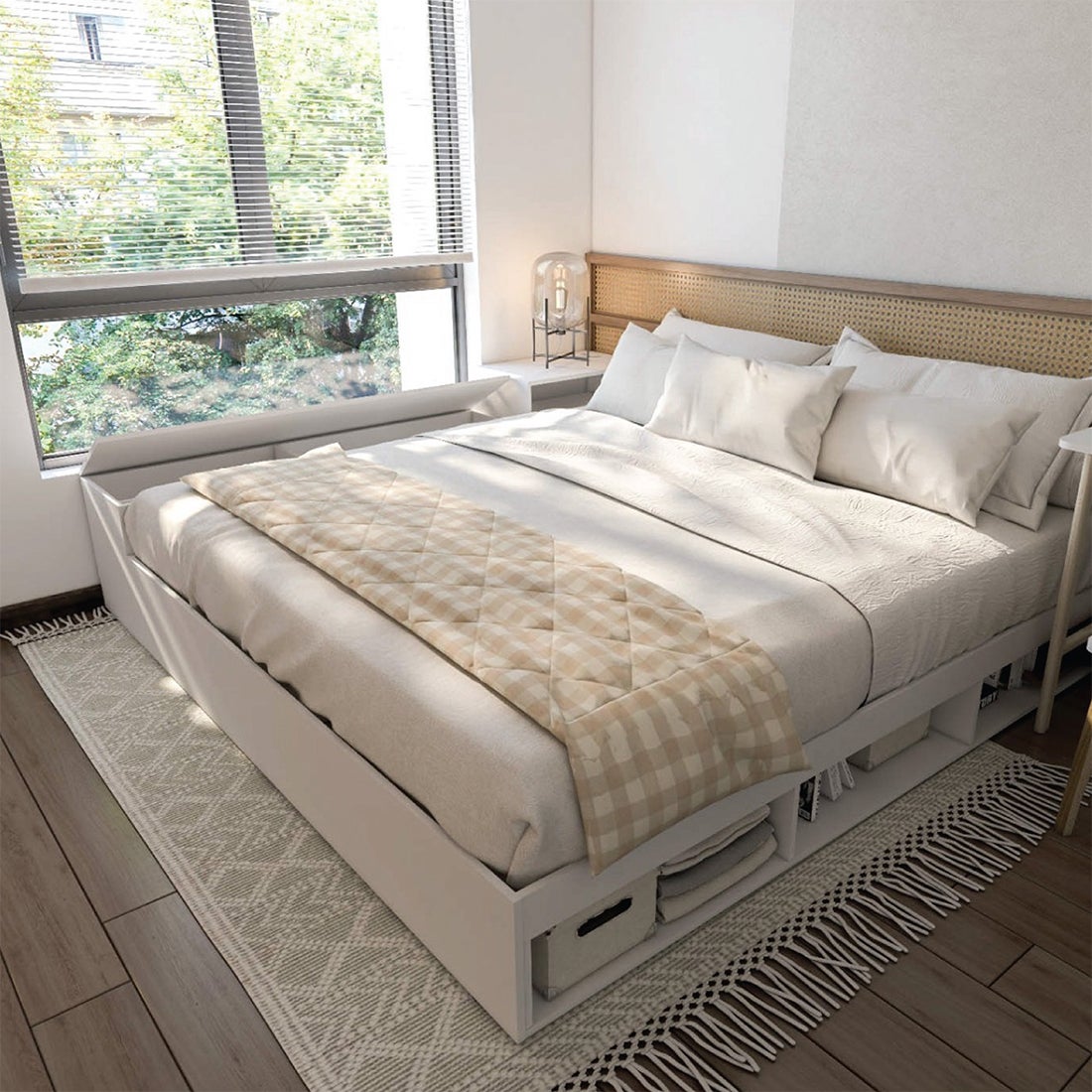 เตียงนอน+กล่องเก็บของด้านข้าง  ขนาด 6 ฟุต รุ่น KC-PLAY Fantasy สีขาว