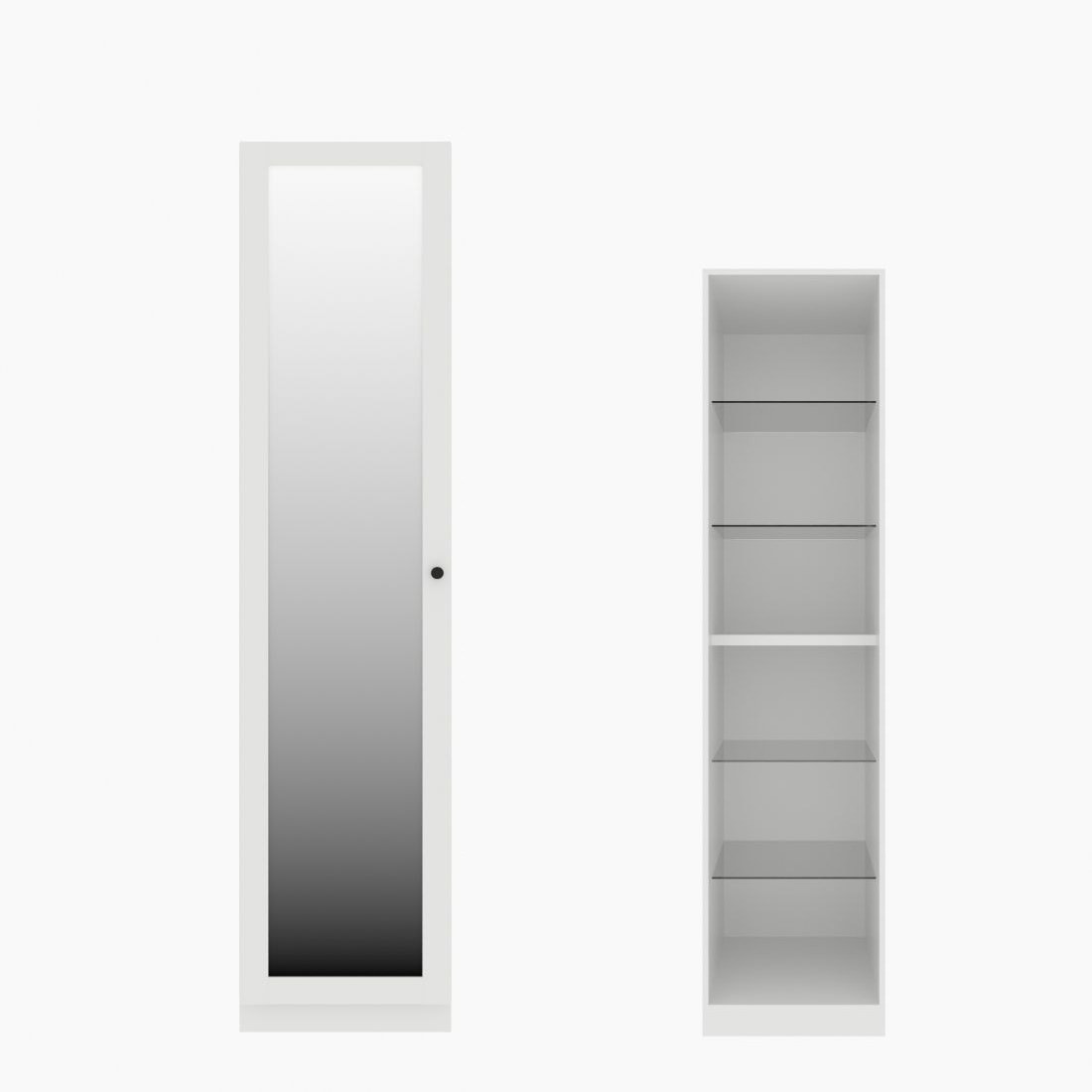 ตู้เสื้อผ้า ตู้โชว์ชั้นกระจก OP-H (หน้าบานเปิดซ้าย) ขนาด 50 ซม. รุ่น Blox สีขาว&กระจกเงา01