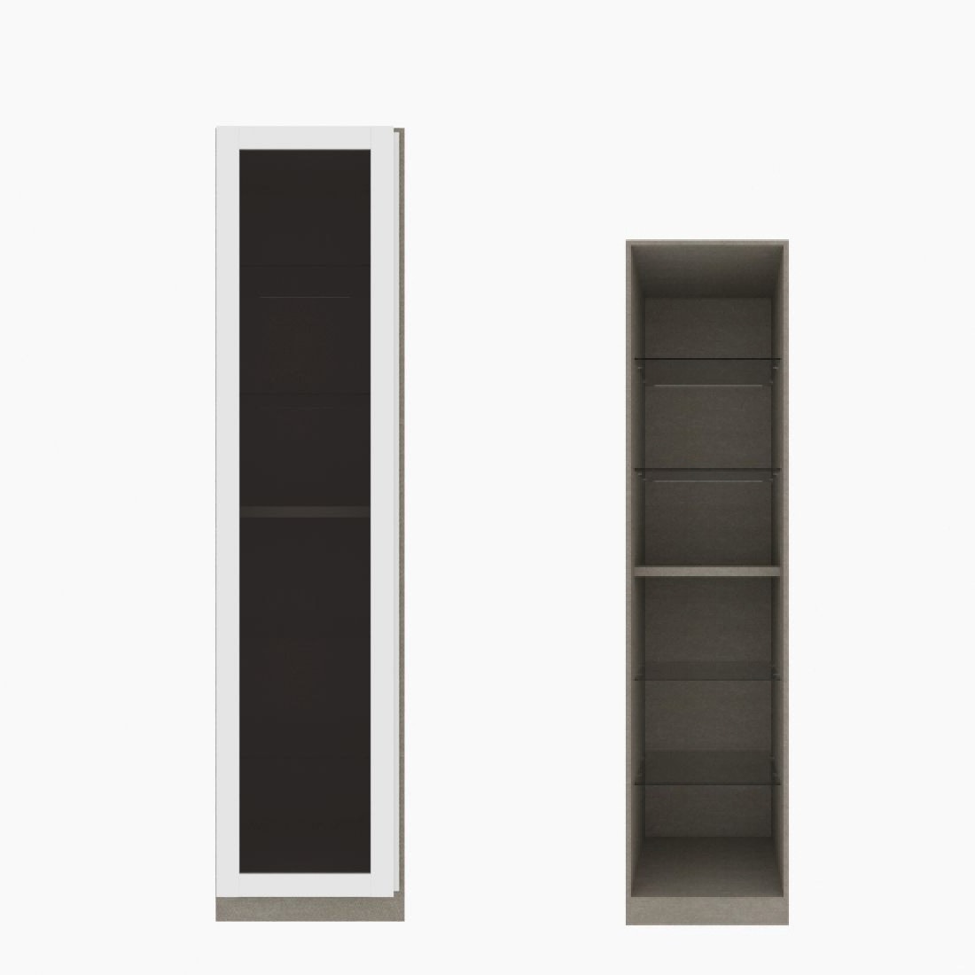 ตู้เสื้อผ้า ตู้โชว์ชั้นกระจก OP-H (หน้าบานเปิดซ้าย) ขนาด 50 ซม. รุ่น Blox สีขาว&กระจกชาดำ01