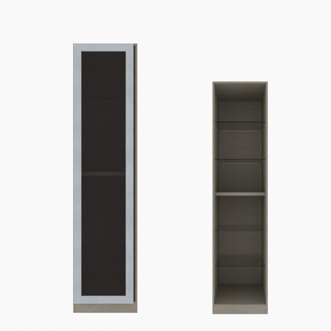 ตู้เสื้อผ้า ตู้โชว์ชั้นกระจก OP-H (หน้าบานเปิดซ้าย) ขนาด 50 ซม. รุ่น Blox สีขาวลายผ้า&กระจกชาดำ01
