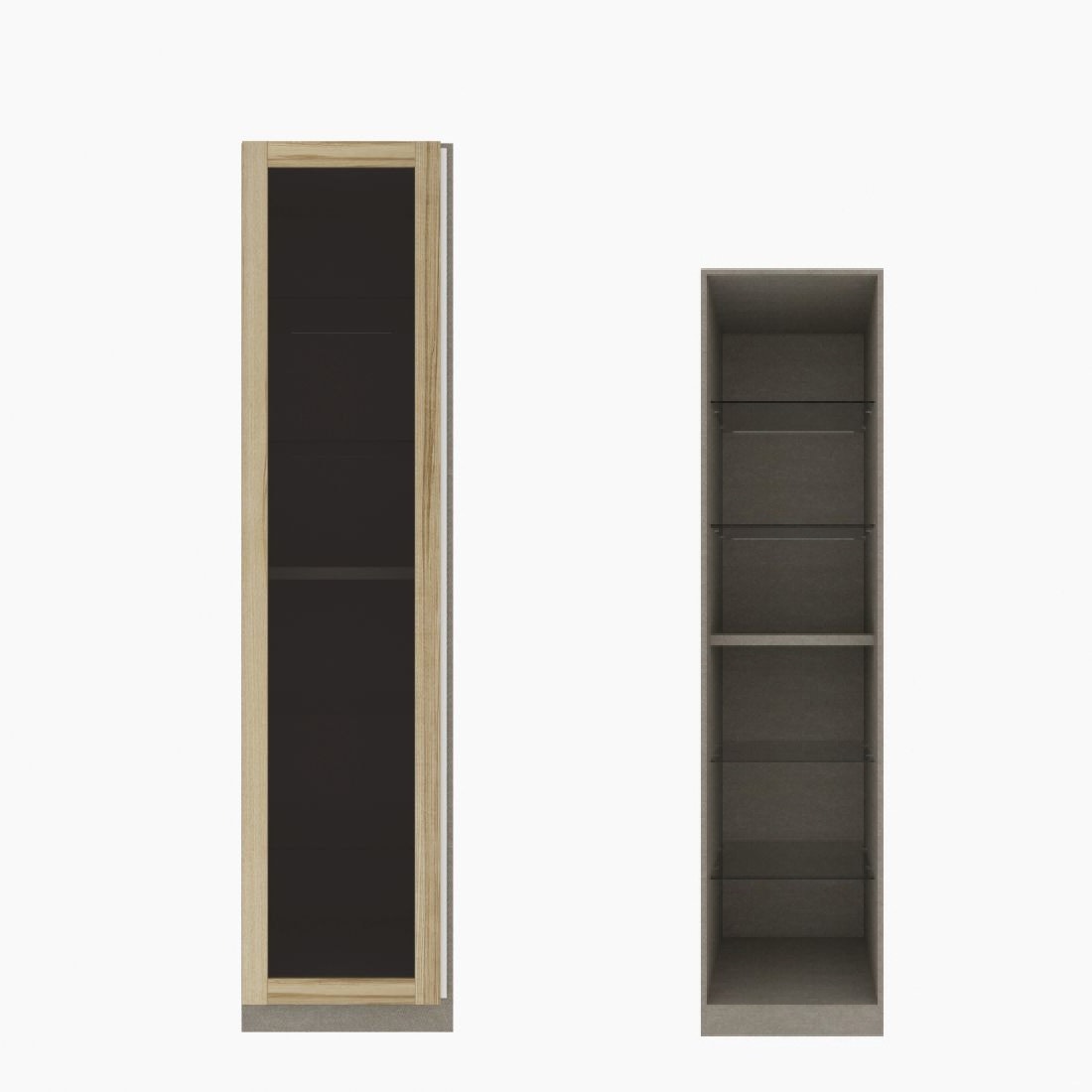 ตู้เสื้อผ้า ตู้โชว์ชั้นกระจก OP-H (หน้าบานเปิดซ้าย) ขนาด 50 ซม. รุ่น Blox สีไม้อ่อน&กระจกชาดำ01