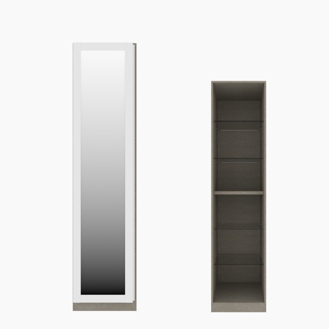 ตู้เสื้อผ้า ตู้โชว์ชั้นกระจก OP-H (หน้าบานเปิดซ้าย) ขนาด 50 ซม. รุ่น Blox สีขาว&กระจกเงา01