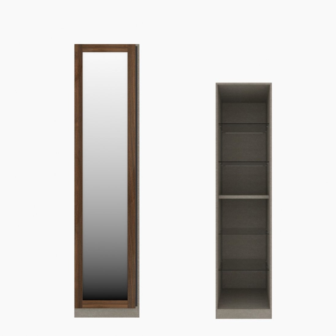ตู้เสื้อผ้า ตู้โชว์ชั้นกระจก OP-H (หน้าบานเปิดซ้าย) ขนาด 50 ซม. รุ่น Blox สีไม้เข้ม&กระจกเงา01