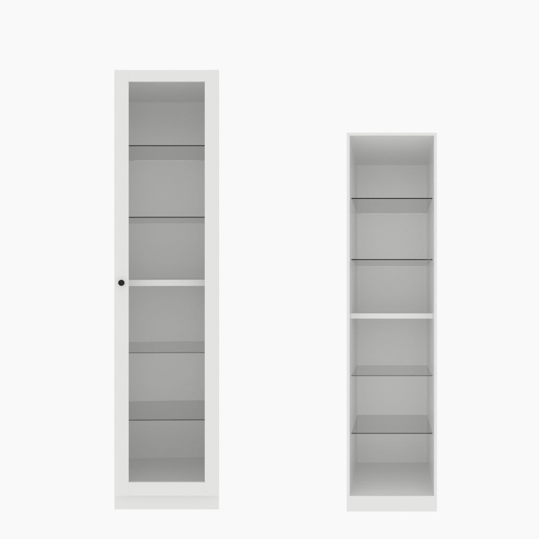 ตู้เสื้อผ้า ตู้โชว์ชั้นกระจก OP-H (หน้าบานเปิดขวา) ขนาด 50 ซม. รุ่น Blox สีขาว&กระจกใส01