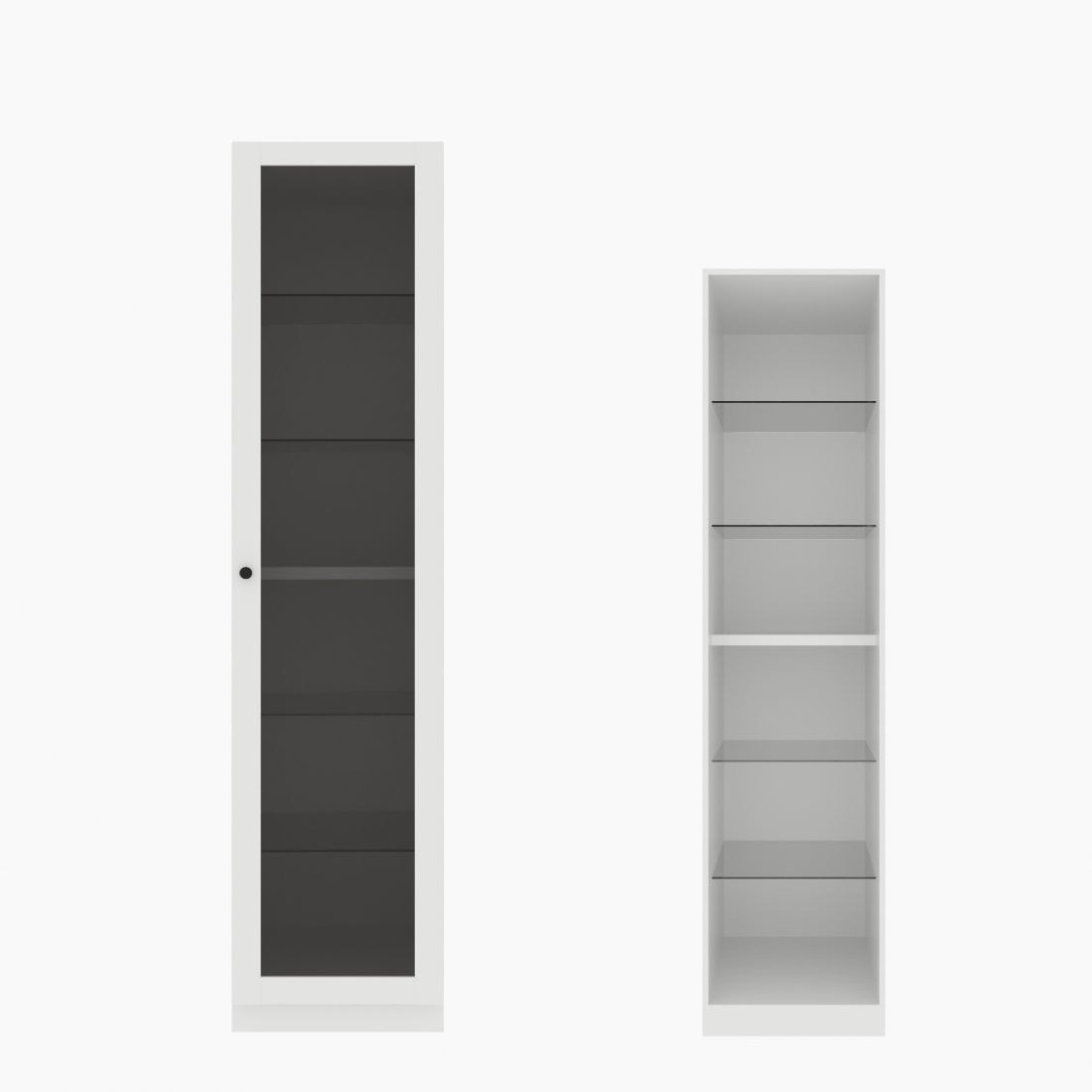 ตู้เสื้อผ้า ตู้โชว์ชั้นกระจก OP-H (หน้าบานเปิดขวา) ขนาด 50 ซม. รุ่น Blox สีขาว&กระจกชาดำ01