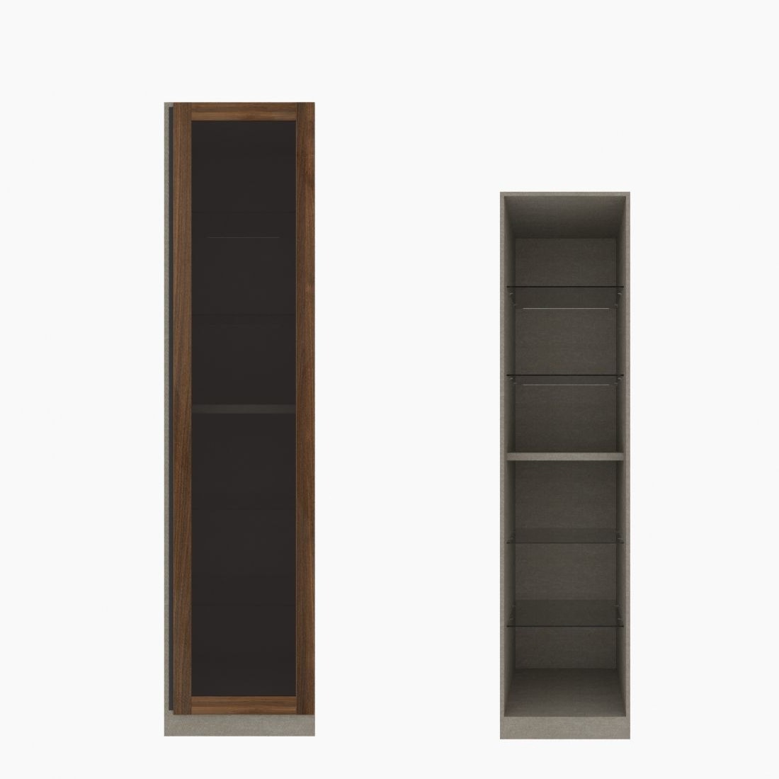 ตู้เสื้อผ้า ตู้โชว์ชั้นกระจก OP-H (หน้าบานเปิดขวา) ขนาด 50 ซม. รุ่น Blox สีไม้เข้ม&กระจกชาดำ01