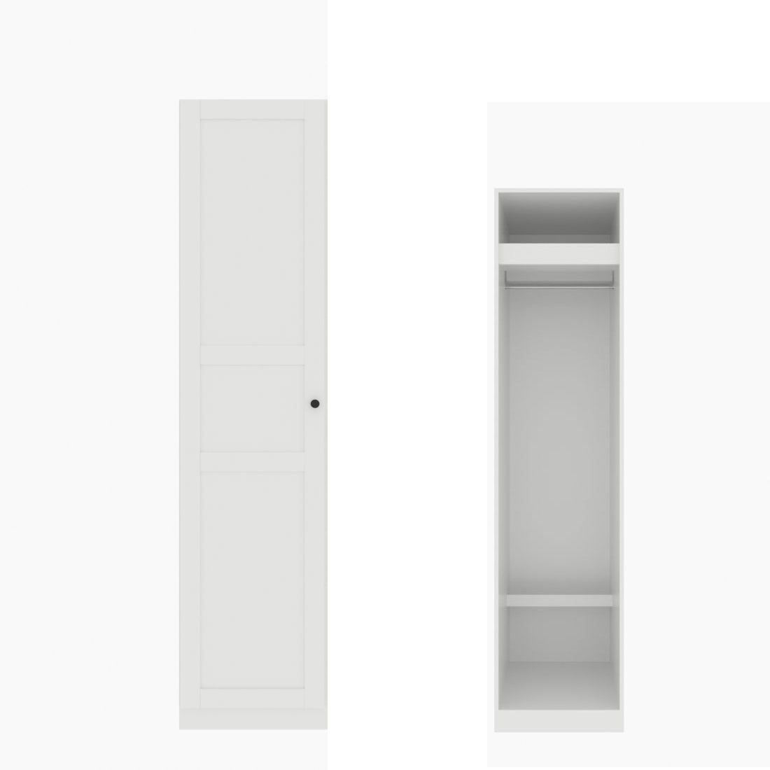 ตู้เสื้อผ้า ราวแขวนโล่ง OP-J (หน้าบานเปิดซ้าย) ขนาด 50 ซม. รุ่น Blox สีขาว01