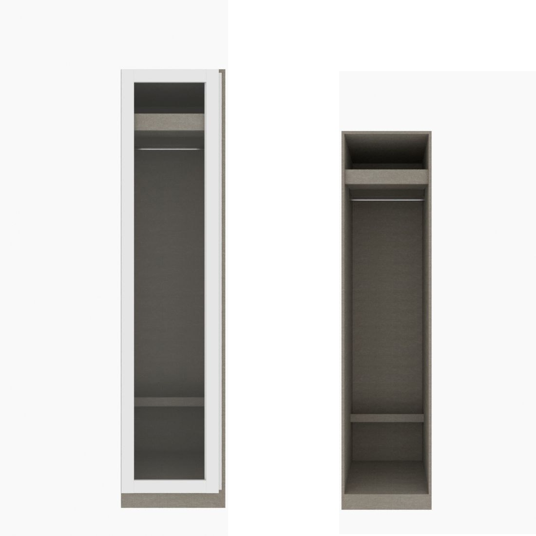 ตู้เสื้อผ้า ราวแขวนโล่ง OP-J (หน้าบานเปิดซ้าย) ขนาด 50 ซม. รุ่น Blox สีขาว&กระจกใส01
