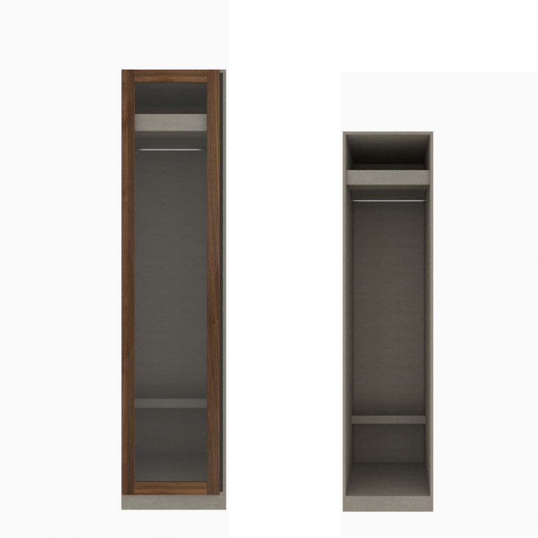 ตู้เสื้อผ้า ราวแขวนโล่ง OP-J (หน้าบานเปิดซ้าย) ขนาด 50 ซม. รุ่น Blox สีไม้เข้ม&กระจกใส01