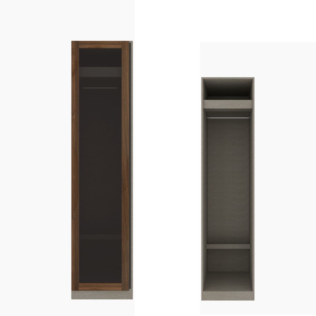 ตู้เสื้อผ้า ราวแขวนโล่ง OP-J (หน้าบานเปิดซ้าย) ขนาด 50 ซม. รุ่น Blox สีไม้เข้ม&กระจกชาดำ01