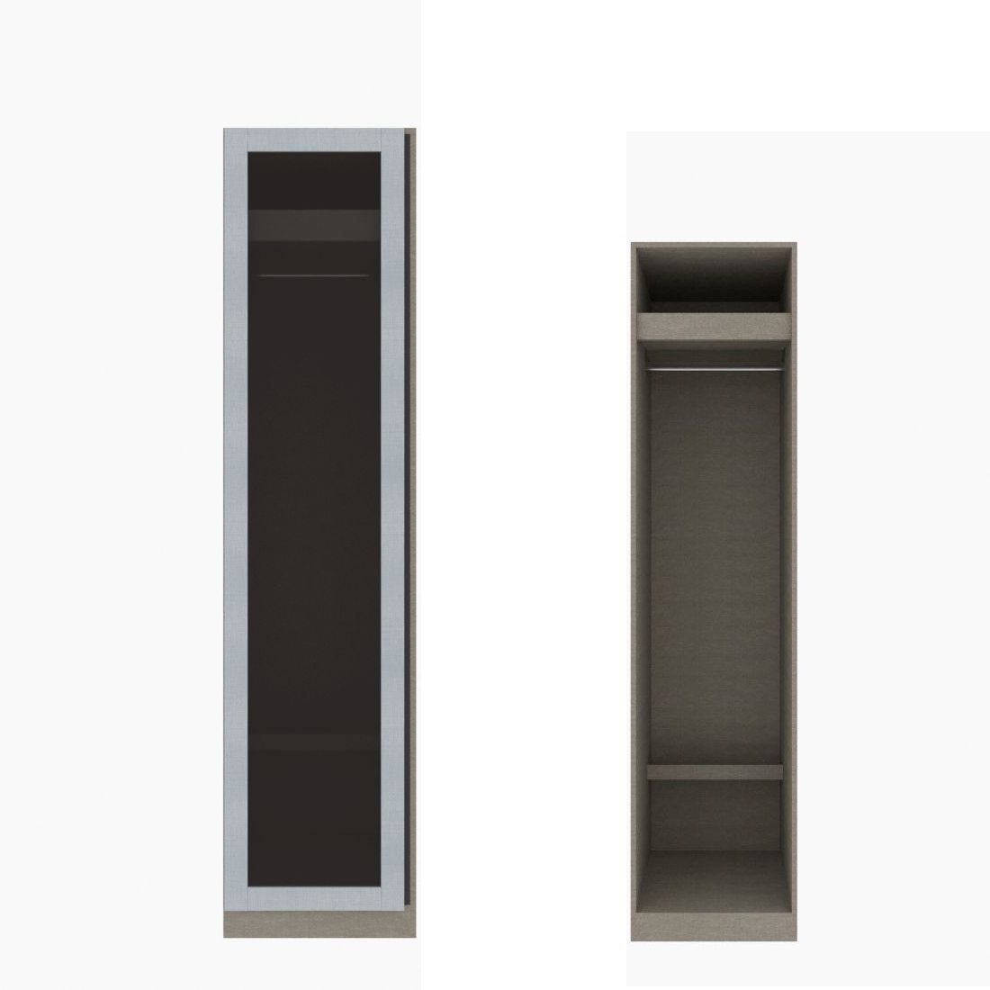 ตู้เสื้อผ้า ราวแขวนโล่ง OP-J (หน้าบานเปิดซ้าย) ขนาด 50 ซม. รุ่น Blox สีขาวลายผ้า&กระจกชาดำ01