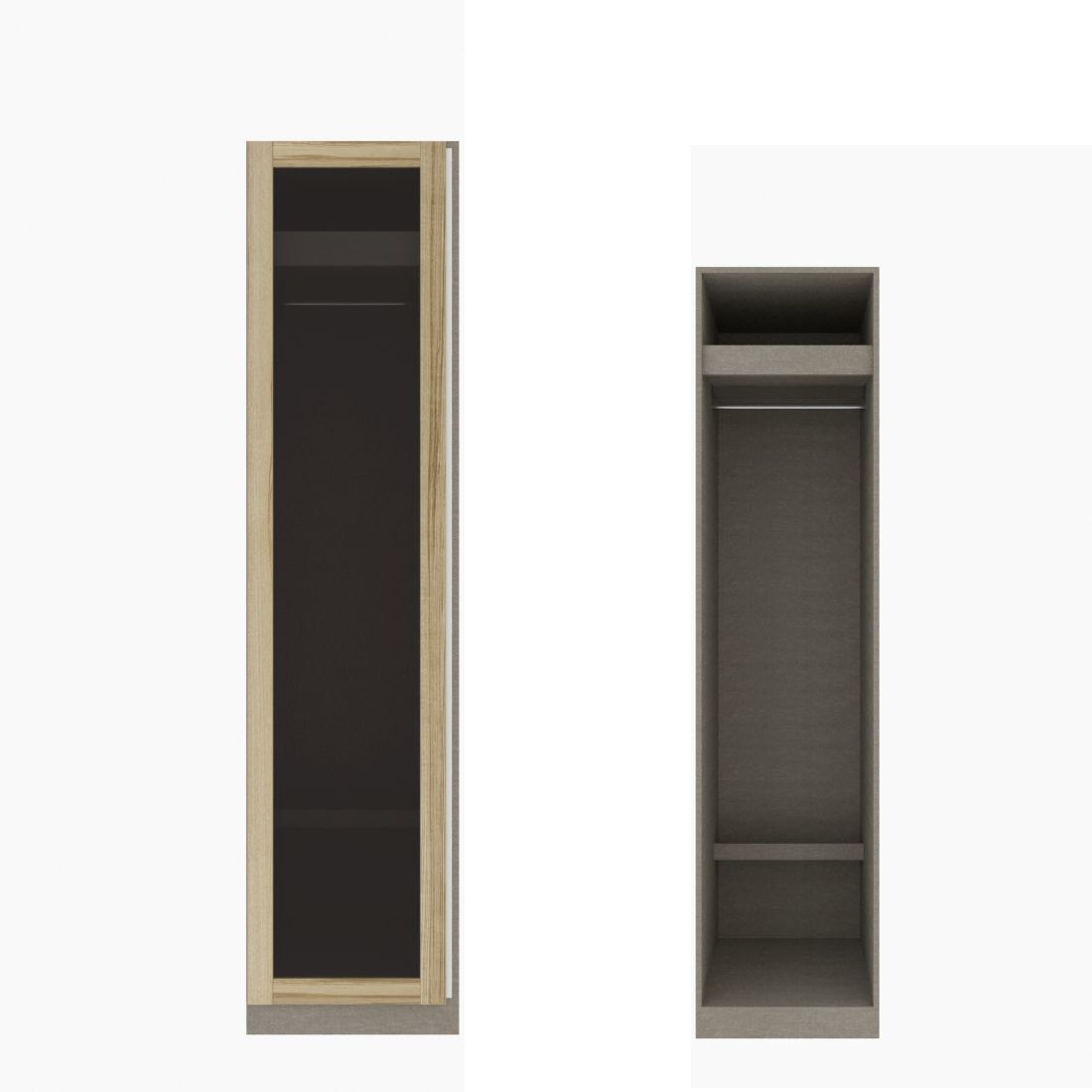 ตู้เสื้อผ้า ราวแขวนโล่ง OP-J (หน้าบานเปิดซ้าย) ขนาด 50 ซม. รุ่น Blox สีไม้อ่อน&กระจกชาดำ01