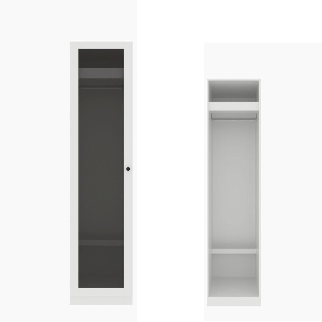 ตู้เสื้อผ้า ราวแขวนโล่ง OP-J (หน้าบานเปิดซ้าย) ขนาด 50 ซม. รุ่น Blox สีขาว&กระจกชาดำ01