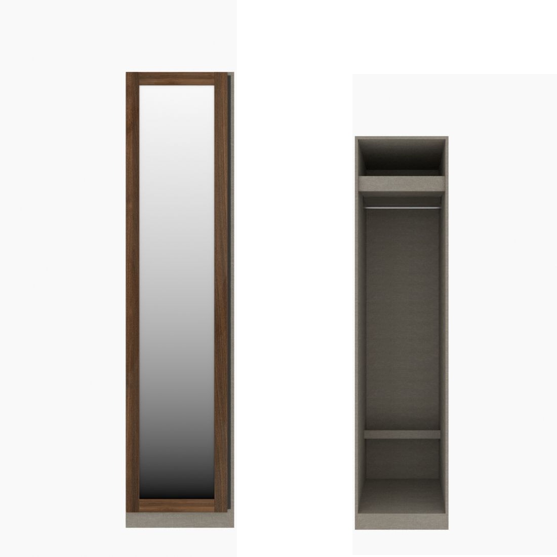 ตู้เสื้อผ้า ราวแขวนโล่ง OP-J (หน้าบานเปิดซ้าย) ขนาด 50 ซม. รุ่น Blox สีไม้เข้ม&กระจกเงา01