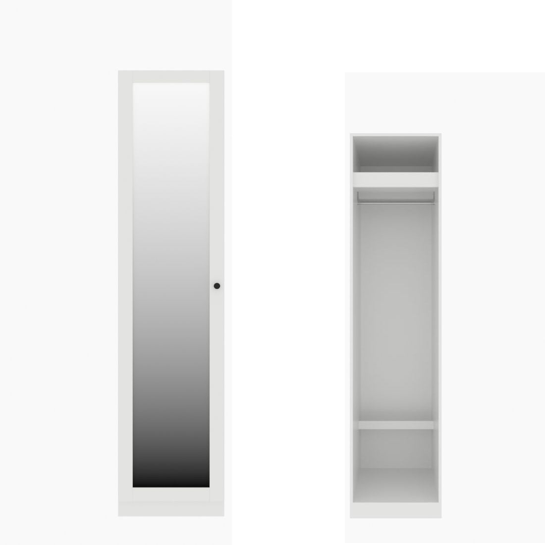 ตู้เสื้อผ้า ราวแขวนโล่ง OP-J (หน้าบานเปิดซ้าย) ขนาด 50 ซม. รุ่น Blox สีขาว&กระจกเงา01