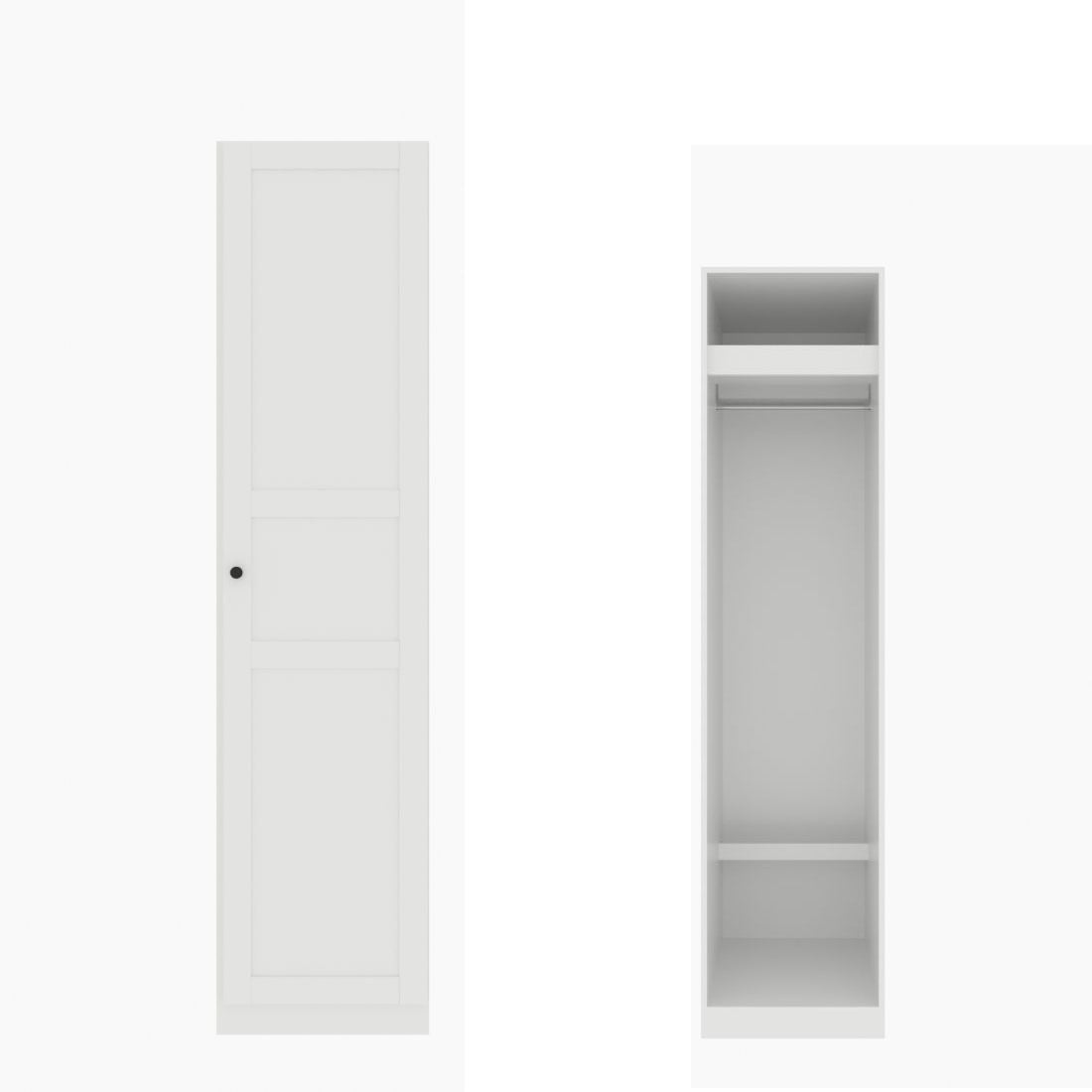 ตู้เสื้อผ้า ราวแขวนโล่ง OP-J (หน้าบานเปิดขวา) ขนาด 50 ซม. รุ่น Blox สีขาว01