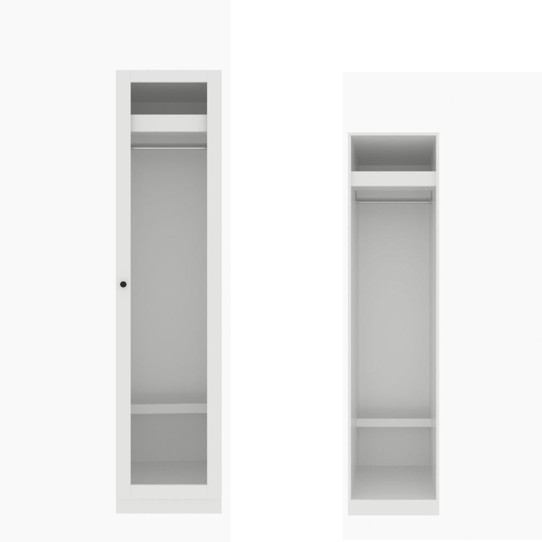 ตู้เสื้อผ้า ราวแขวนโล่ง OP-J (หน้าบานเปิดขวา) ขนาด 50 ซม. รุ่น Blox สีขาว&กระจกใส01