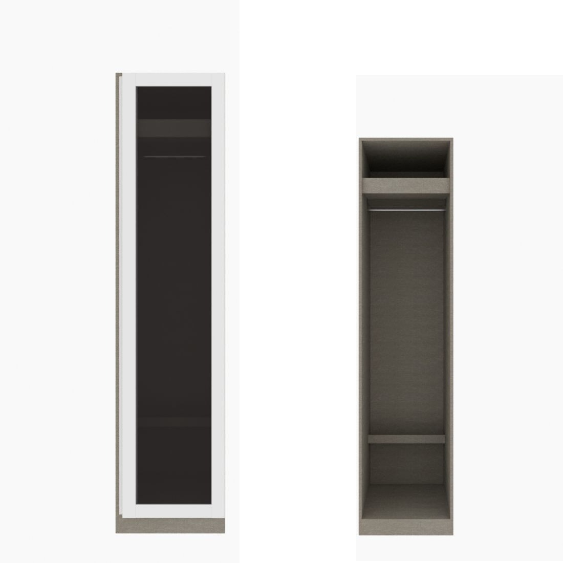 ตู้เสื้อผ้า ราวแขวนโล่ง OP-J (หน้าบานเปิดขวา) ขนาด 50 ซม. รุ่น Blox สีขาว&กระจกชาดำ01