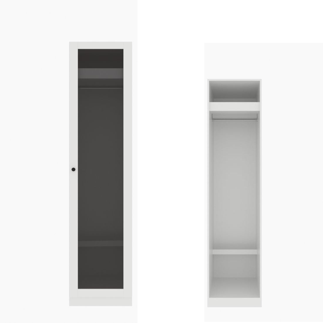 ตู้เสื้อผ้า ราวแขวนโล่ง OP-J (หน้าบานเปิดขวา) ขนาด 50 ซม. รุ่น Blox สีขาว&กระจกชาดำ01