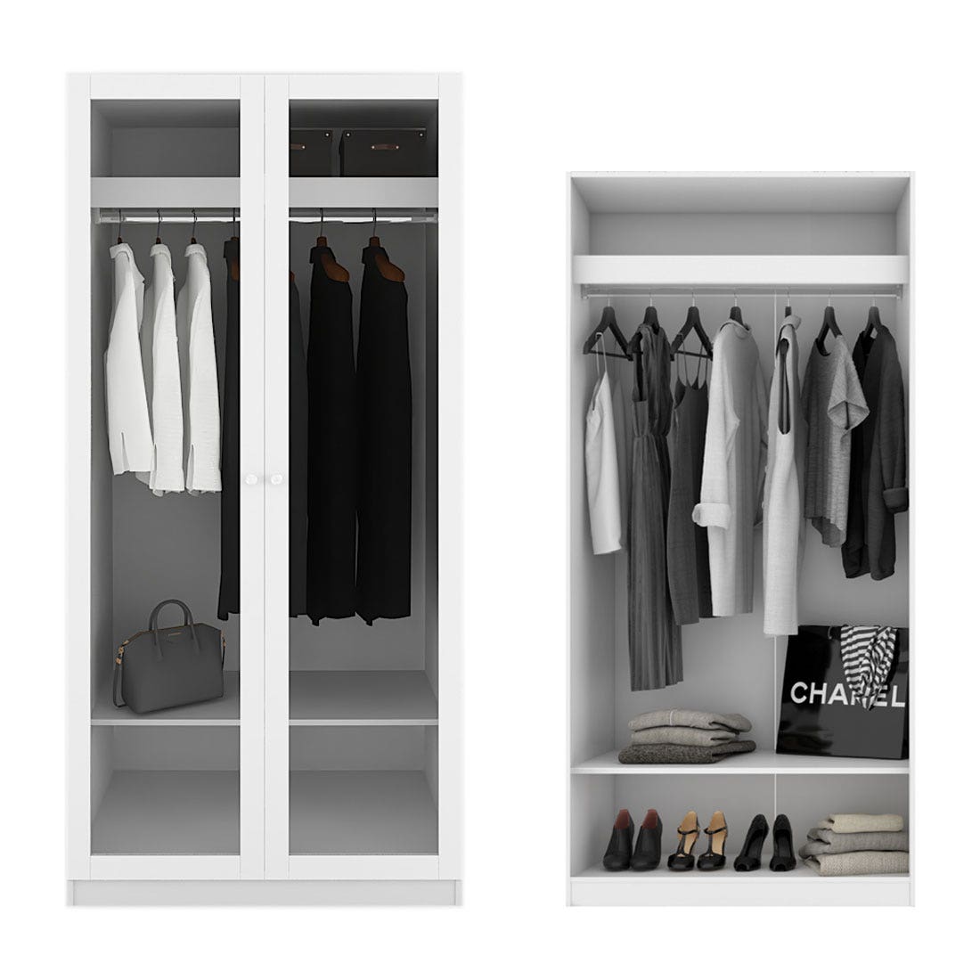 ตู้เสื้อผ้า แขวนโล่ง Op-A ขนาด 100 ซม. รุ่น Blox สีขาว01