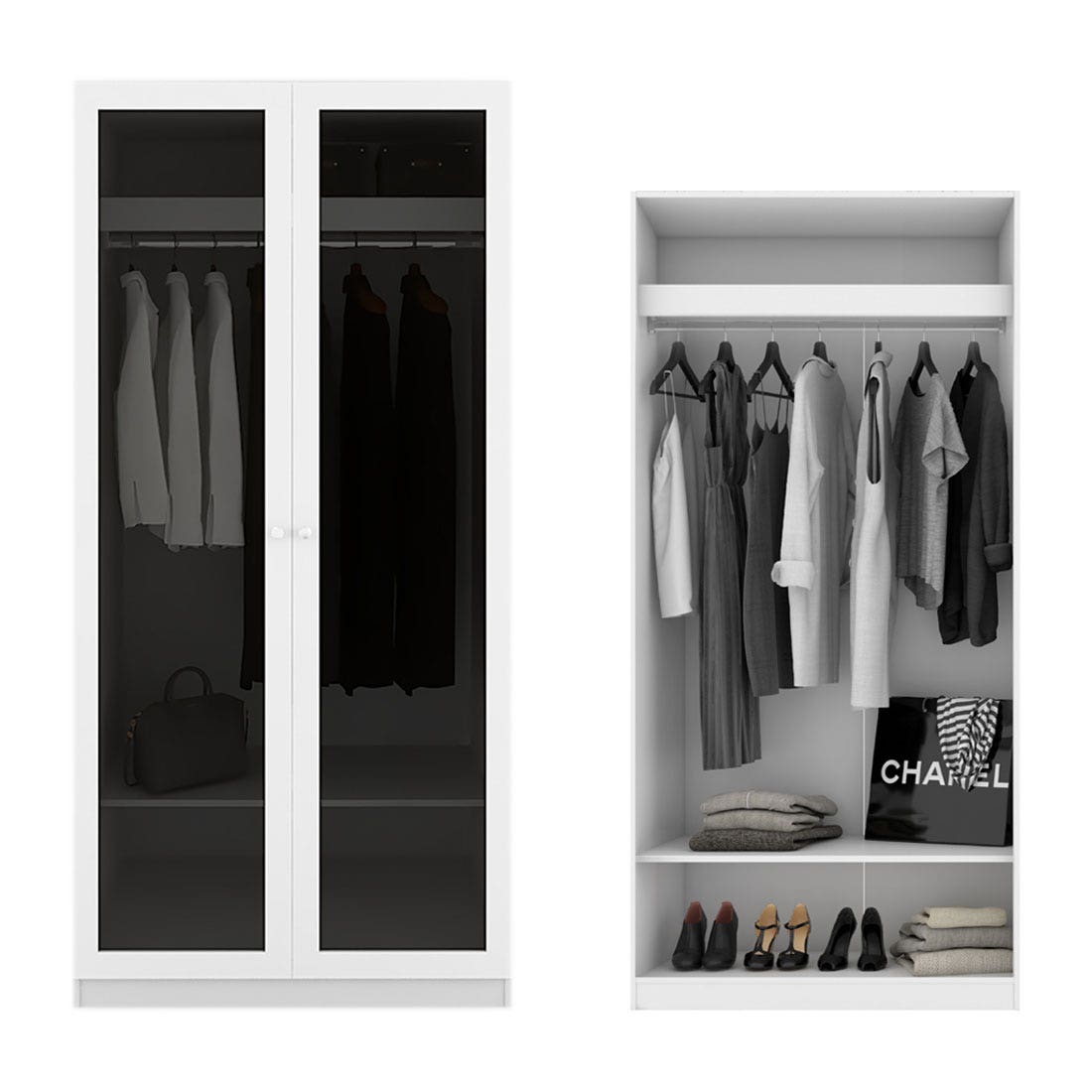 ตู้เสื้อผ้า แขวนโล่ง Op-A ขนาด 100 ซม. รุ่น Blox สีขาว01