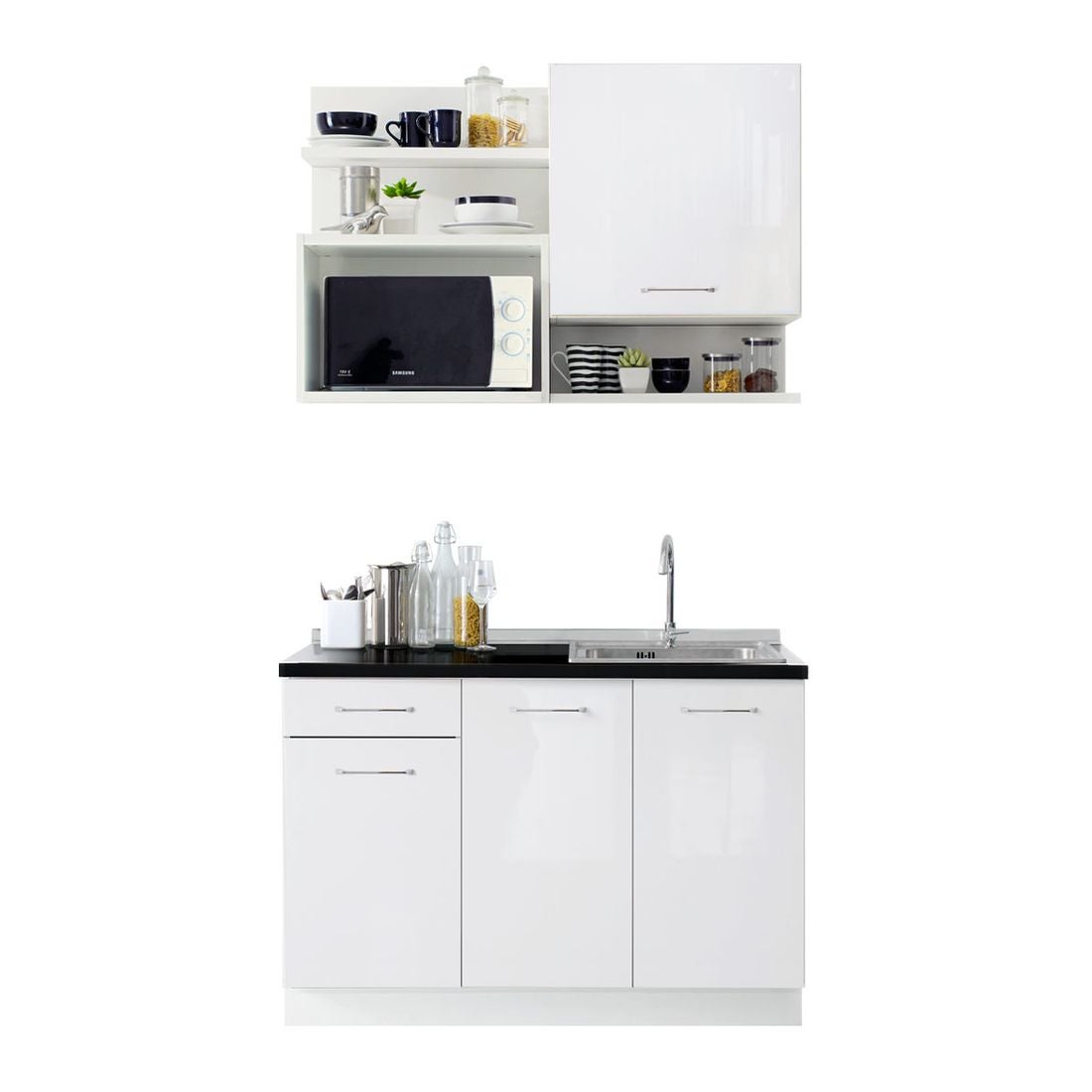 ห้องครัวขนาดกะทัดรัดและครัวสำเร็จรูป ขนาด 120 ซม. รุ่น Kourmet สีขาว-01