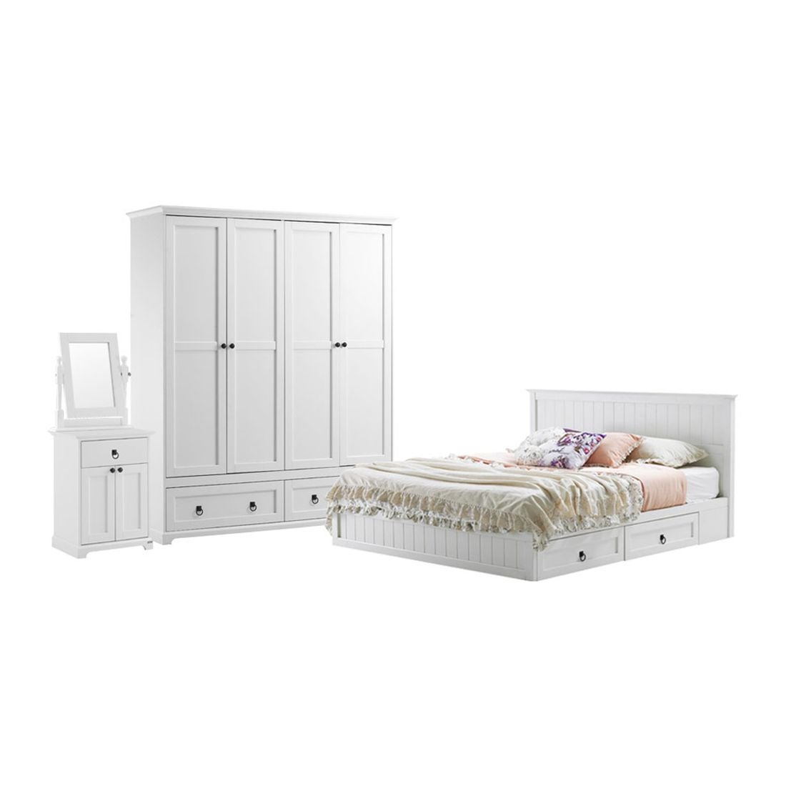 ชุดห้องนอน ชุดห้องนอนขนาด 6 ฟุต รุ่น Melona สีสีขาว-SB Design Square