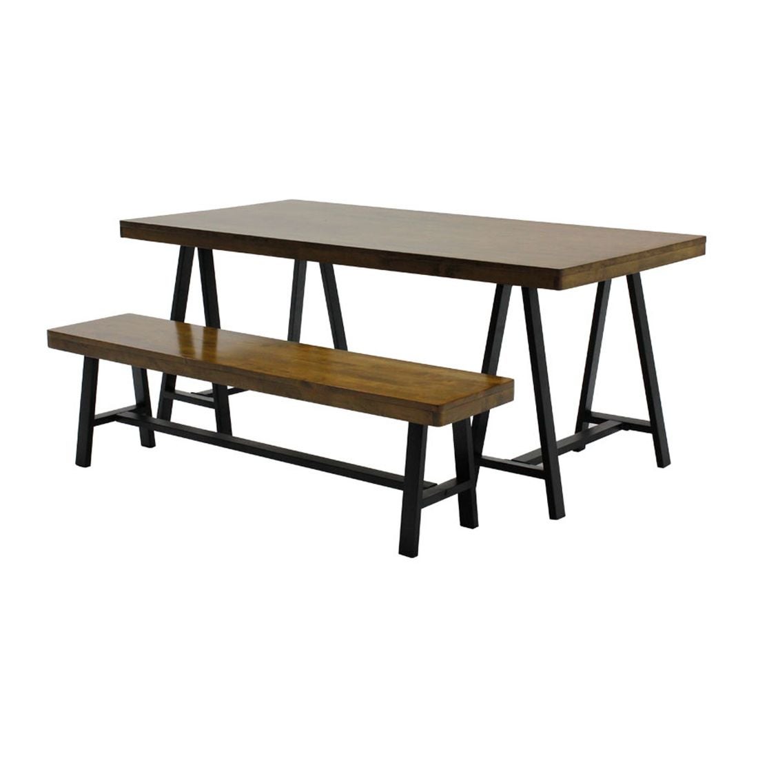 โต๊ะทานอาหาร โต๊ะอาหารขาเหล็กท๊อปไม้ รุ่น Goblin-SB Design Square