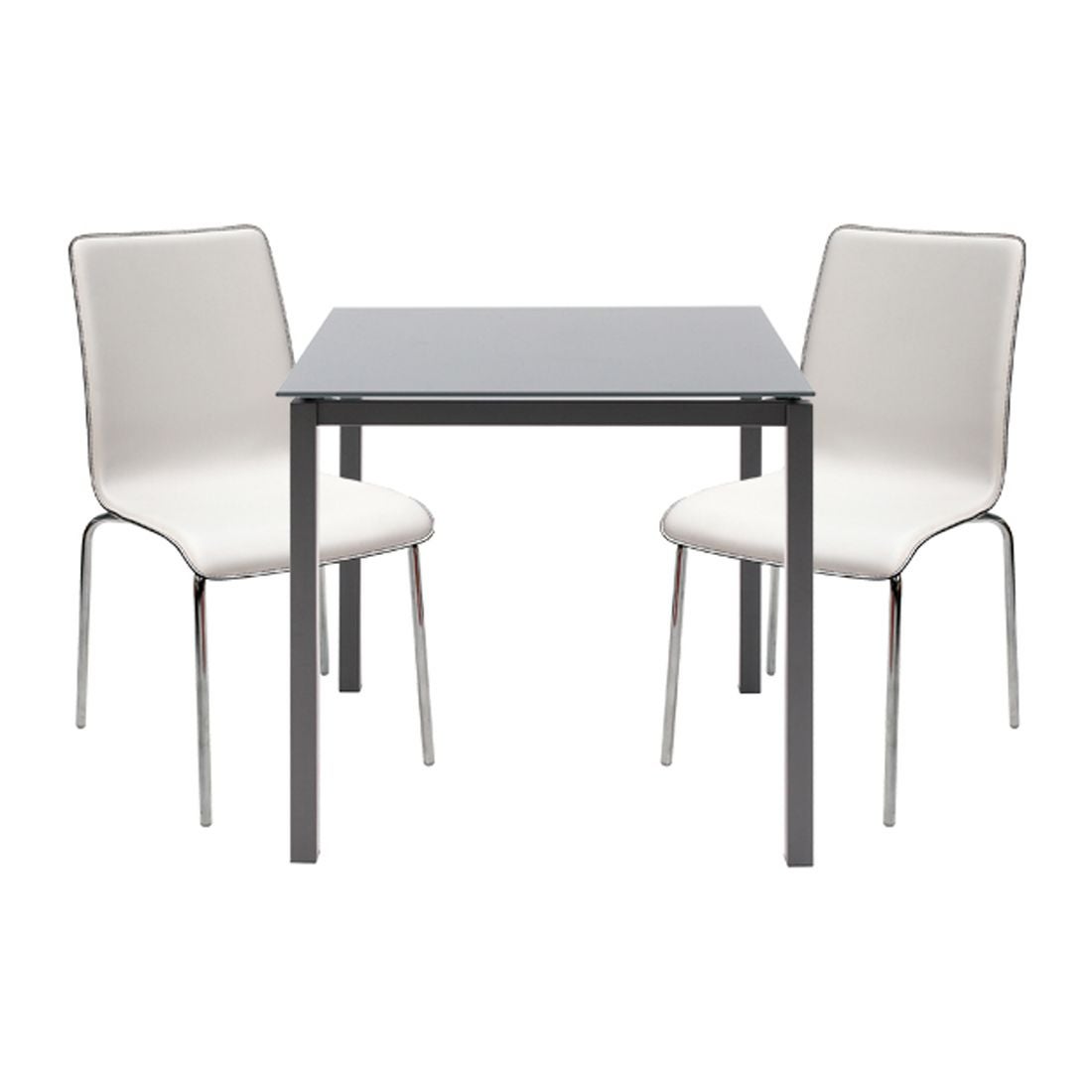 โต๊ะทานอาหาร โต๊ะอาหารขาเหล็กท๊อปกระจก รุ่น Ruber สีสีเทา-SB Design Square