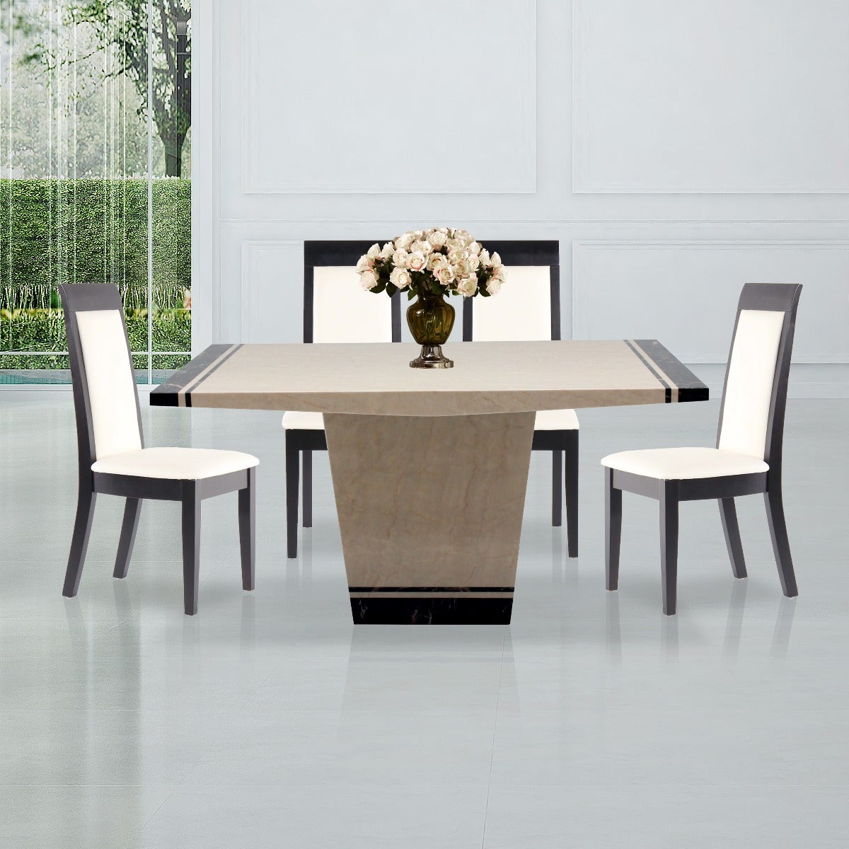 ชุดโต๊ะอาหาร รุ่น Famira & เก้าอี้ รุ่น Setna#3 สีครีม01