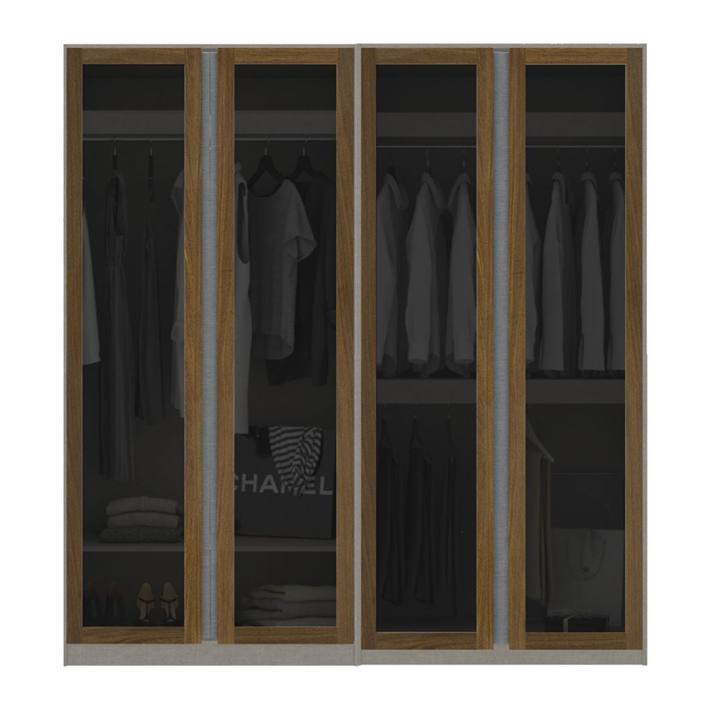 ตู้เสื้อผ้าขนาด 200 ซม. รุ่น Blox Fit in สีไม้เข้ม&กระจกชาดำ1
