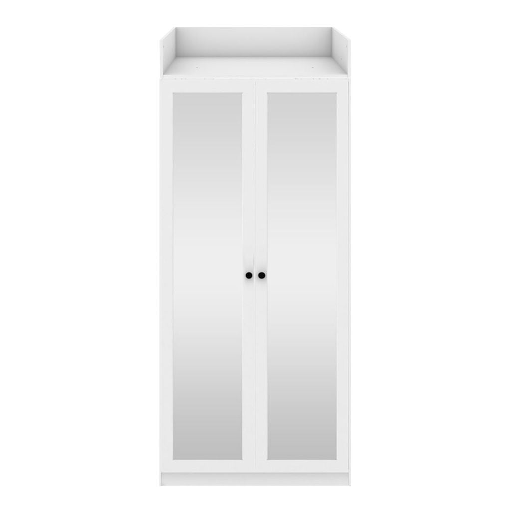 ตู้เสื้อผ้า ชั้นเก็บของ OP-C ขนาด 100 ซม. รุ่น Blox สีขาว&กระจกเงา พร้อมตู้ท่อนบนสูง 20 ซม.1
