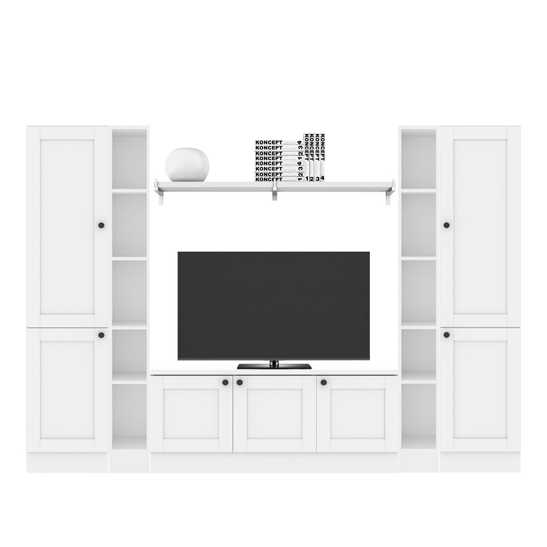 ชุดวางทีวีและตู้โชว์ ขนาด 240 ซม. รุ่น Contini Plus สีขาว01
