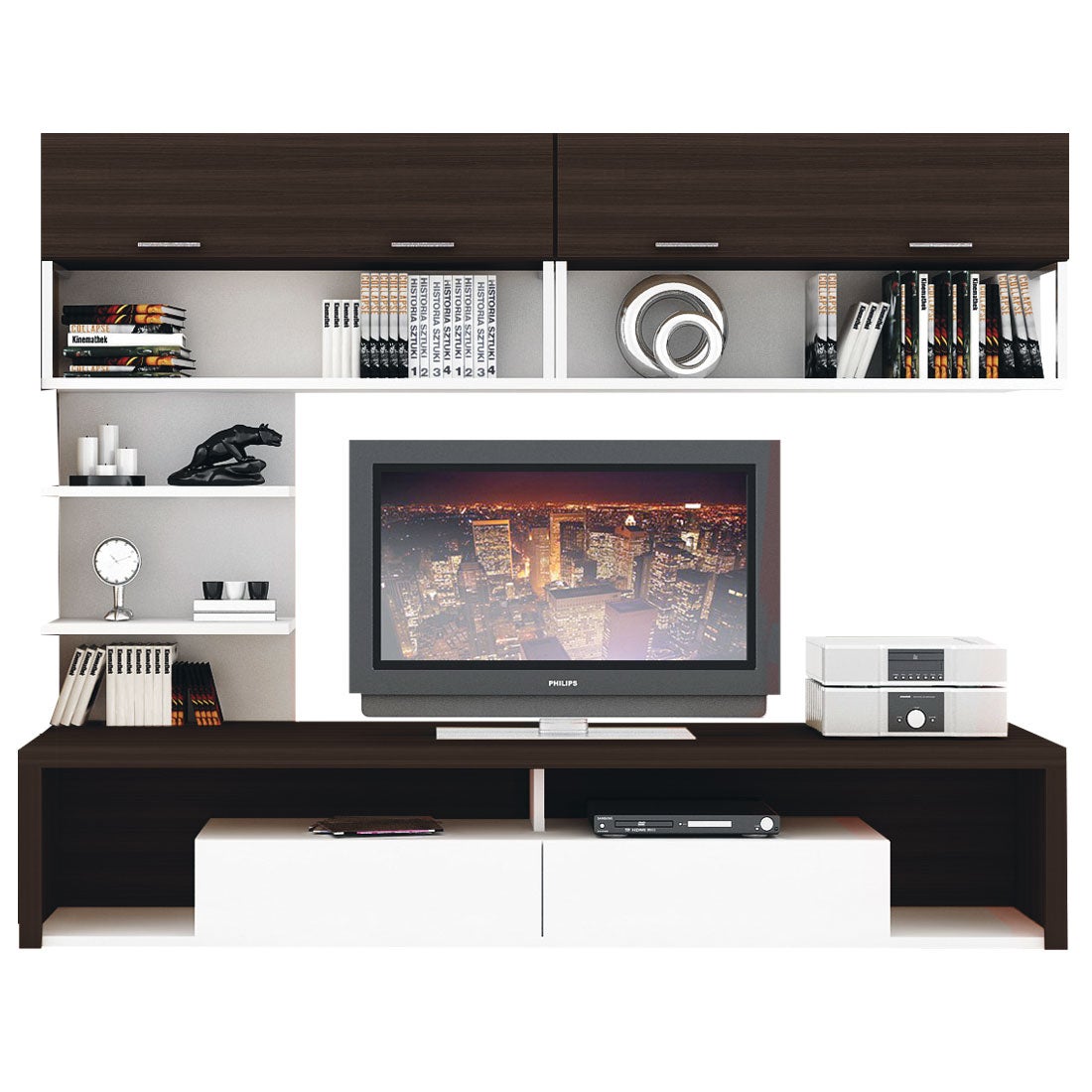 ชุดวางทีวีและตู้โชว์ ขนาด 240 ซม. รุ่น Maximus สีไม้เข้ม01