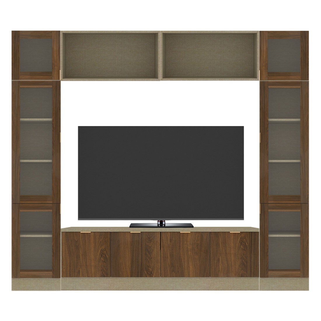 ชุดวางทีวีและตู้โชว์ ขนาด 240 ซม. รุ่น Contini Plus สีไม้โทนเข้ม01
