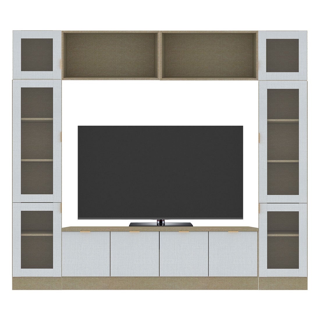 ชุดวางทีวีและตู้โชว์ ขนาด 240 ซม. รุ่น Contini Plus สีขาวลายผ้า01