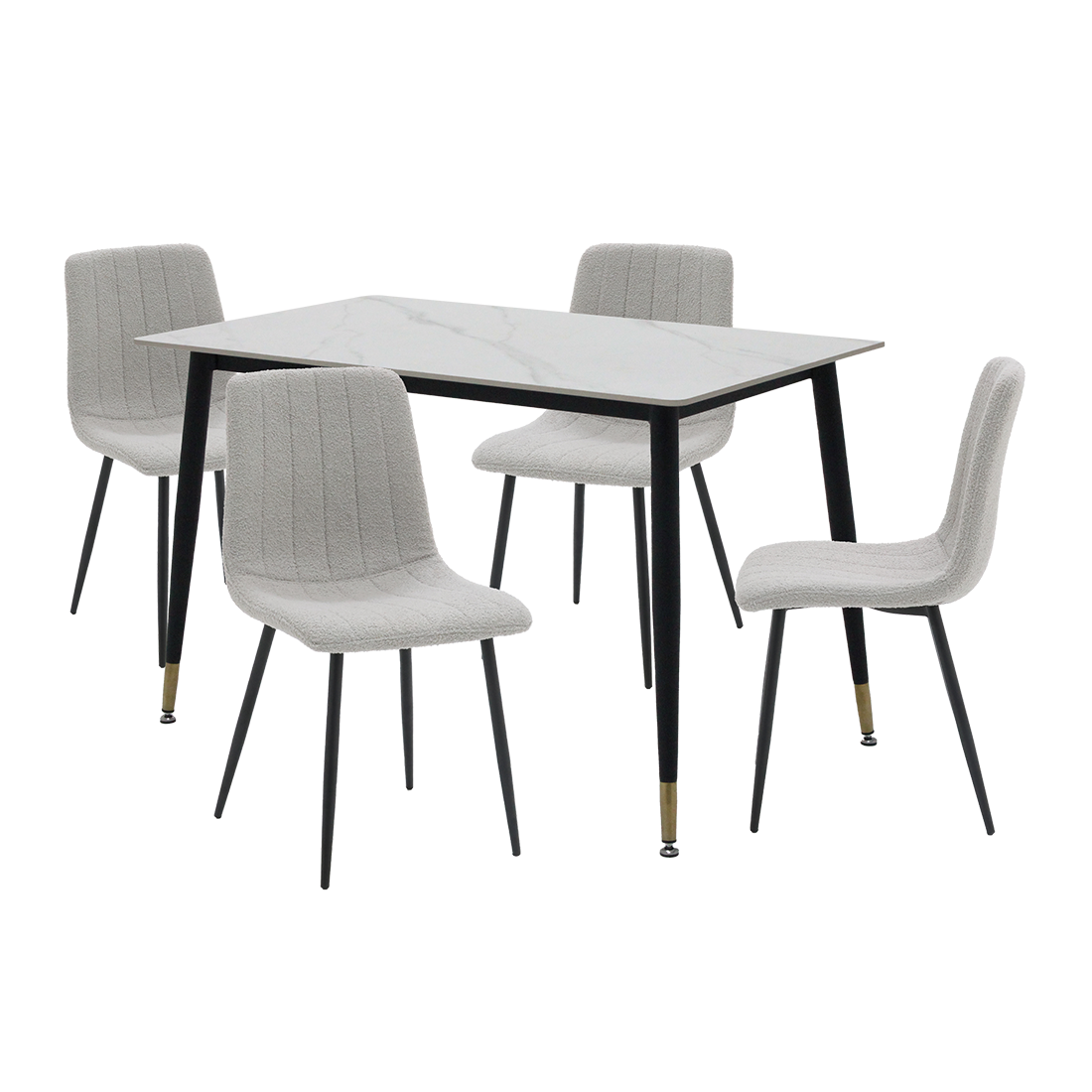 ชุดโต๊ะอาหารรุ่น Charisma สีขาว & เก้าอี้ Layko สีเทา x401